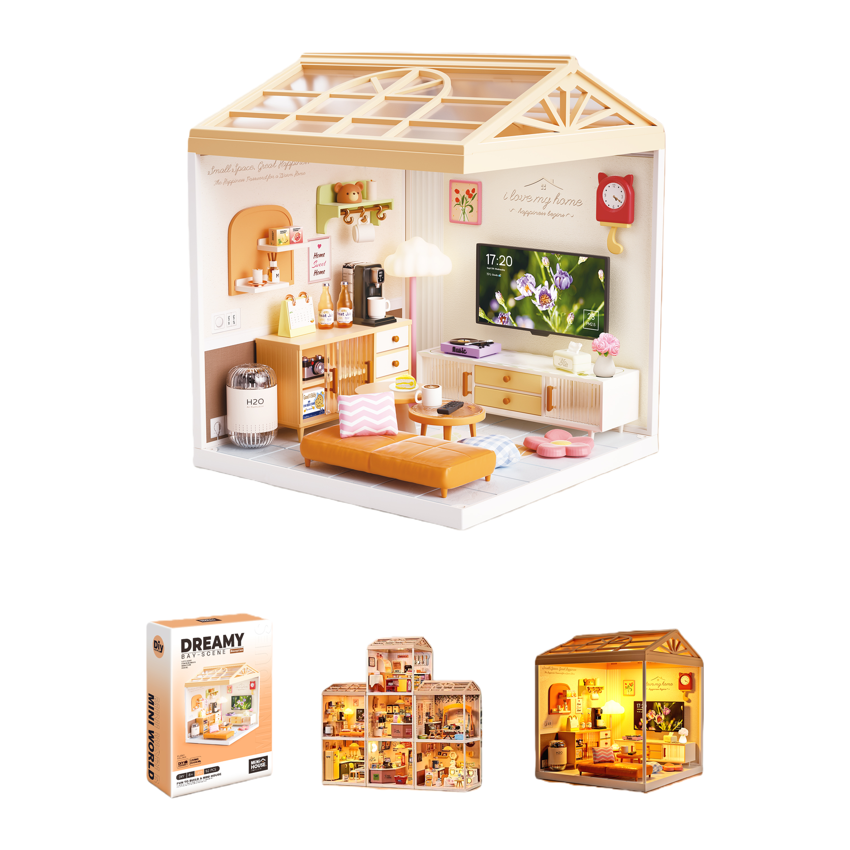 迷你奶茶店模型DIY手工拼装玩具儿童乐高式小屋模型玩具162339375白底实物图