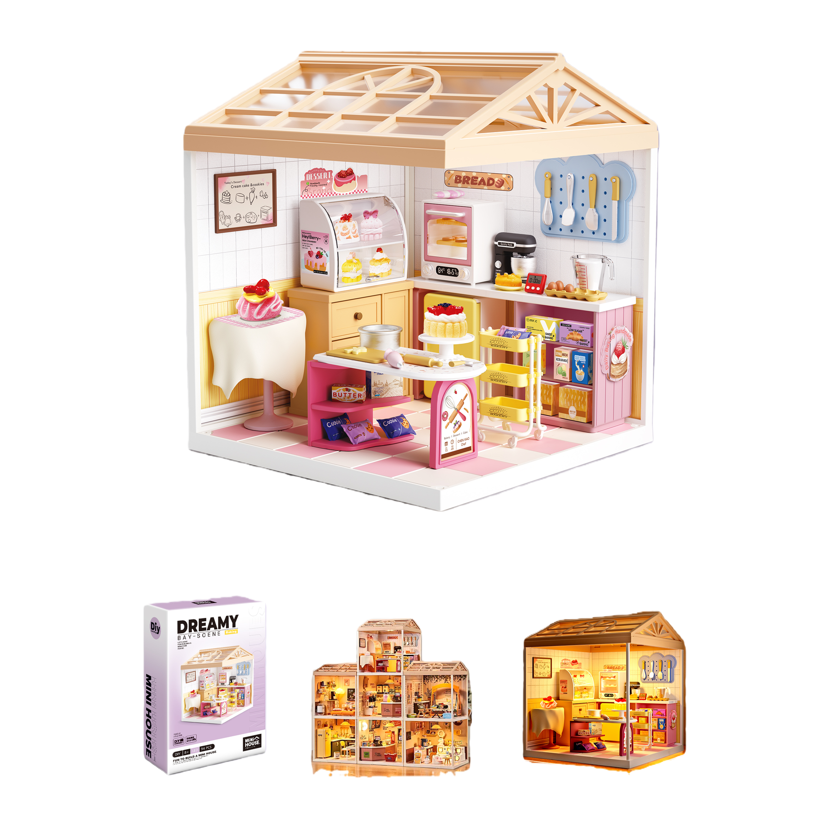 Mini bakery model DIY handcrafted assembly toy, children's Lego-style house model toy Item Picture