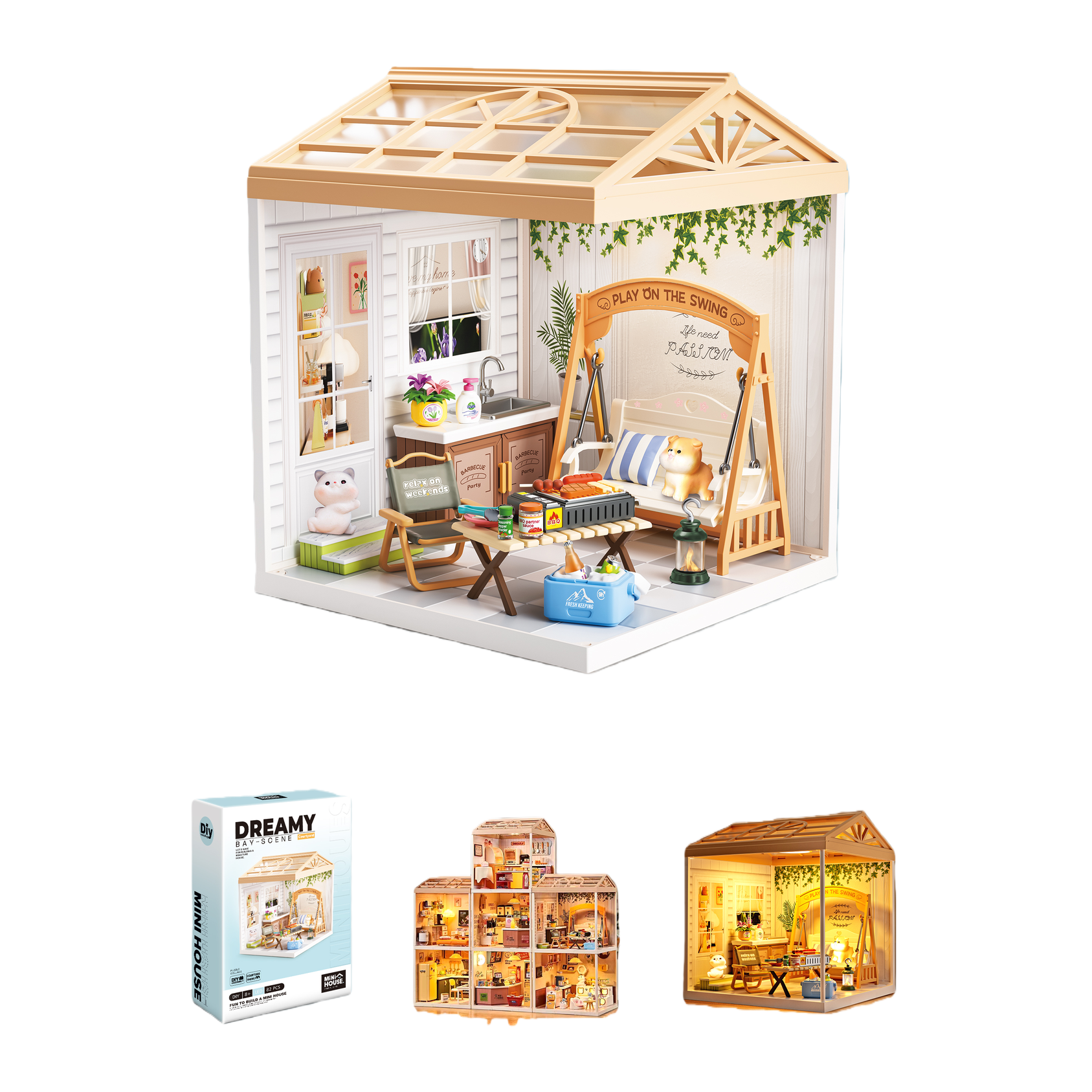 Mini courtyard model DIY handcrafted assembly toys, children's Lego-style house model toys Item Picture