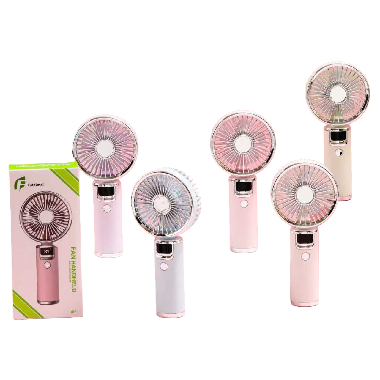 Pink packaging box multi-color handheld mini fan K801 student neck-hanging outdoor mini electric fan Item Picture