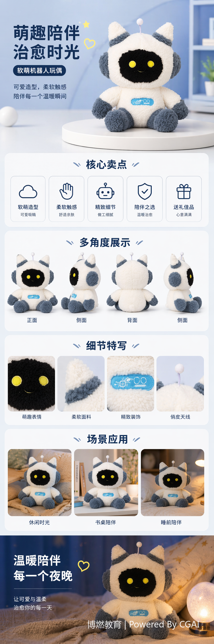 白色毛绒机器人可AI语音互动机器人AI智能陪伴 pic 1