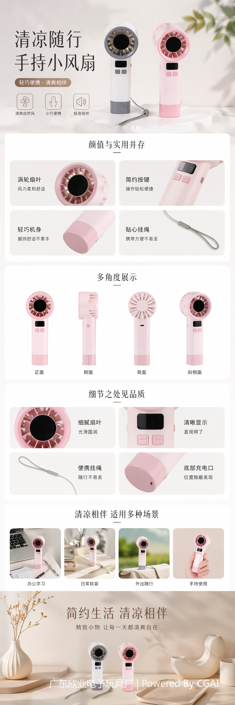 新款热卖彩色手持迷你小风扇户外便携电风扇 pic 1