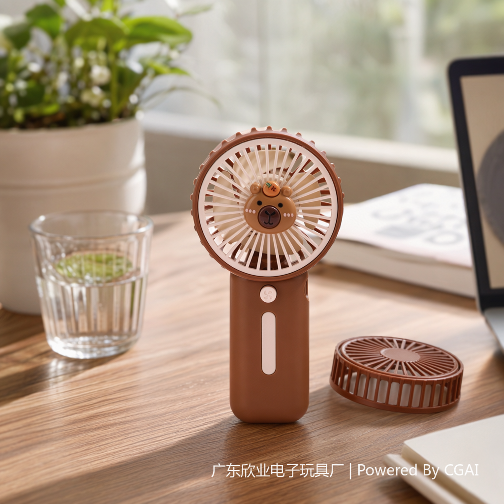 Brown bear head, white bear head, mini handheld fan, small electric fan, handheld small fan details Picture