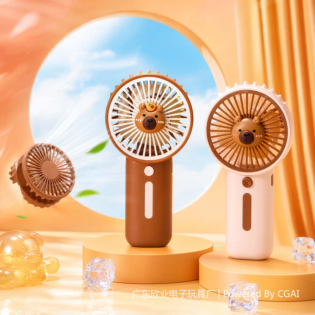 Brown bear head, white bear head, mini handheld fan, small electric fan, handheld small fan Specification image