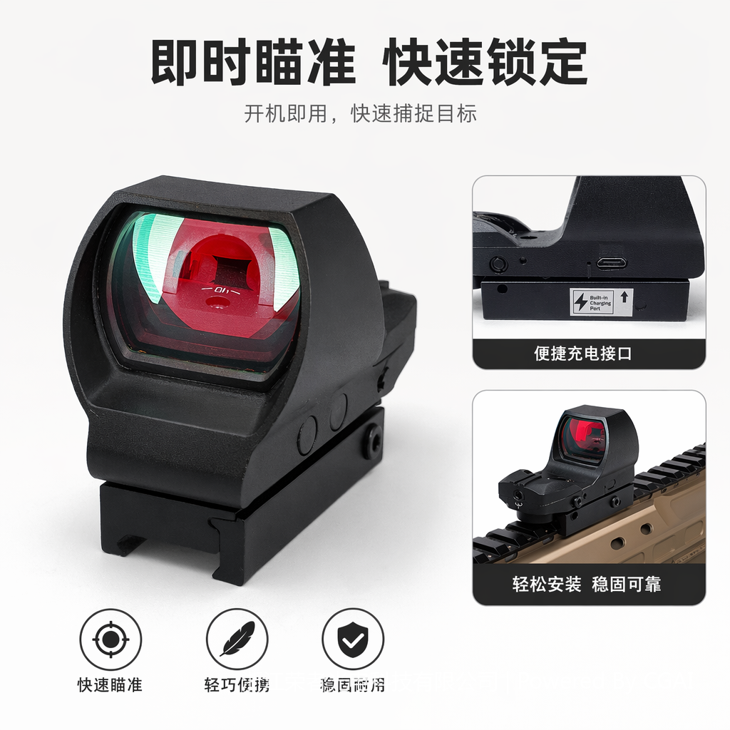 Free Tiger Black Red Dot Sight, waterproof and anti-fog, tactical rail, all-metal material, holographic Red dot outdoor shooting accessory 1009 Specification image