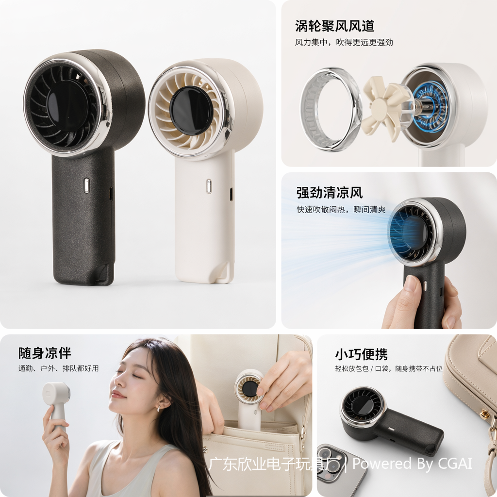Hot-selling high-speed mini handheld fan available in black and white for outdoor portability Hot-selling high-speed mini handheld fan available in black and white for outdoor portability