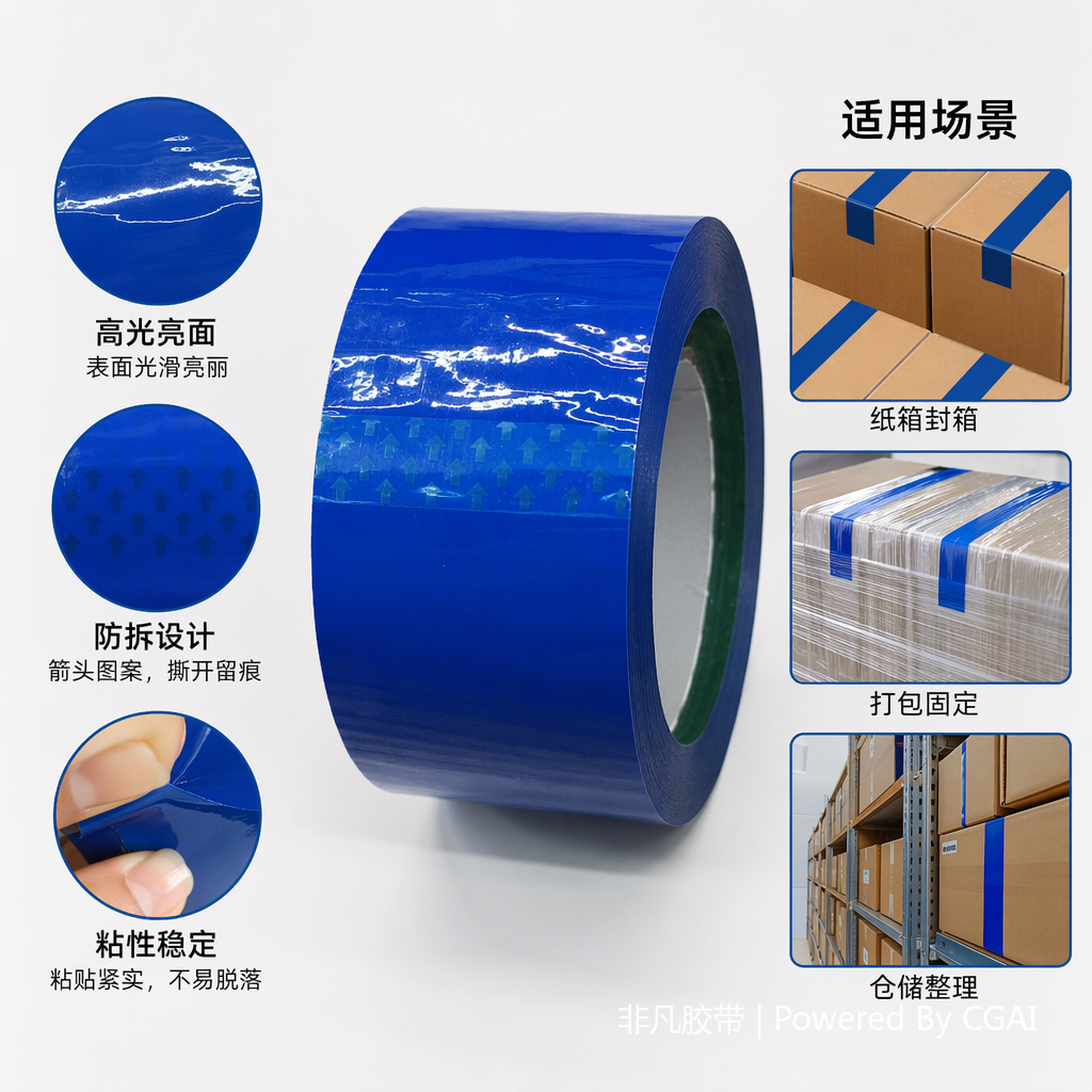 蓝色明力胶带透明封装打包胶带3cm透明胶带