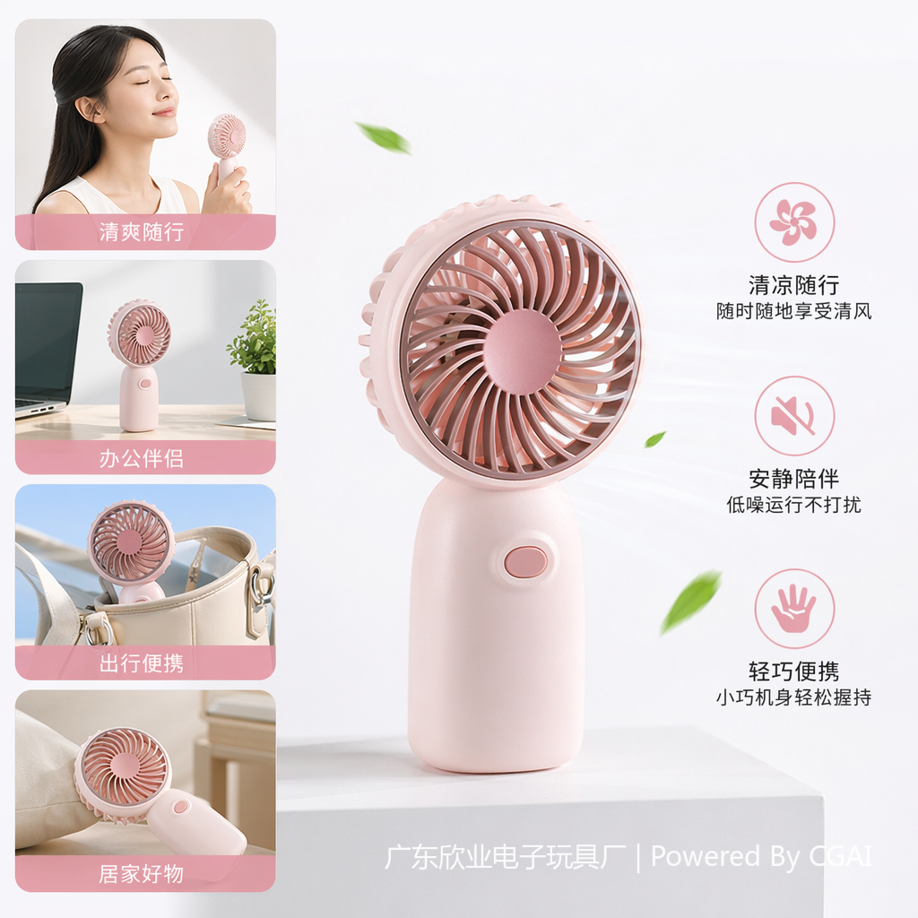 高颜值彩色手持迷你小风扇户外便携充电式图