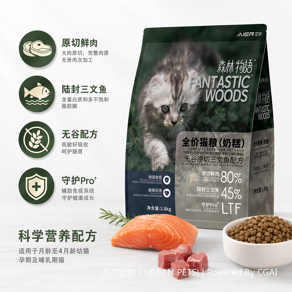 Air Complete Cat Food (Milk Cake) Grain-free original Cut Salmon Formula for weaned cats aged 1 to 4 months, pregnant and lactating cats to enhance immunity and relieve stress Item Picture