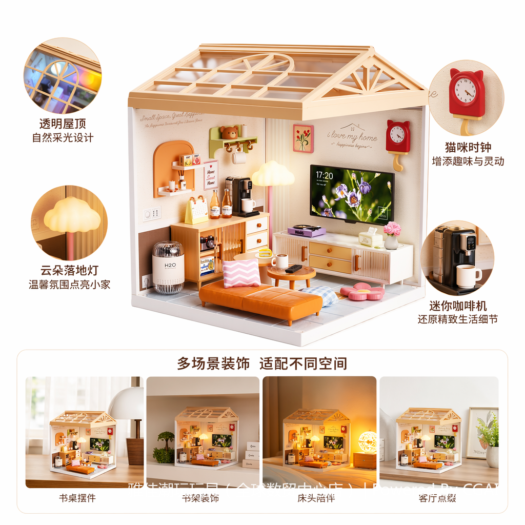迷你奶茶店模型DIY手工拼装玩具儿童乐高式小屋模型玩具162339375细节图