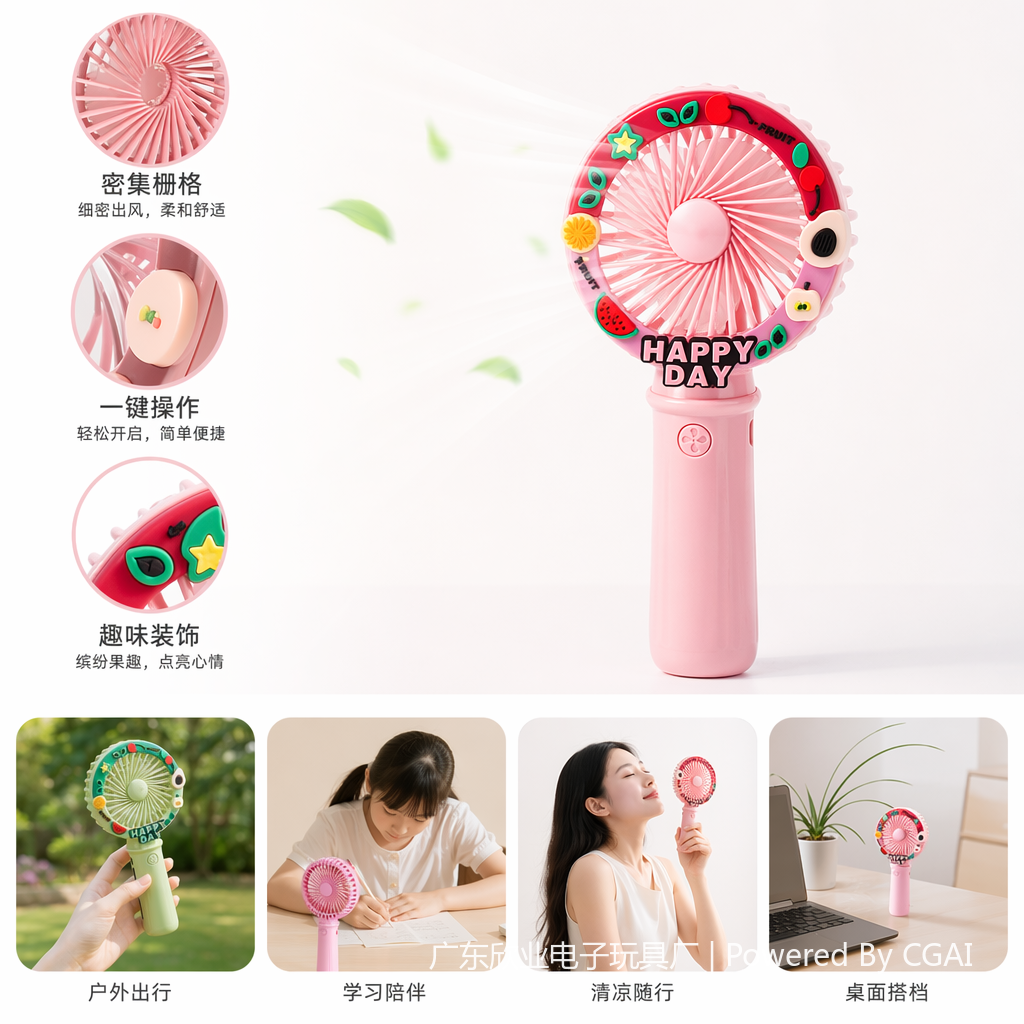 Colorful cartoon mini handheld fan, portable handheld electric fan, small and quiet, cool down in summer