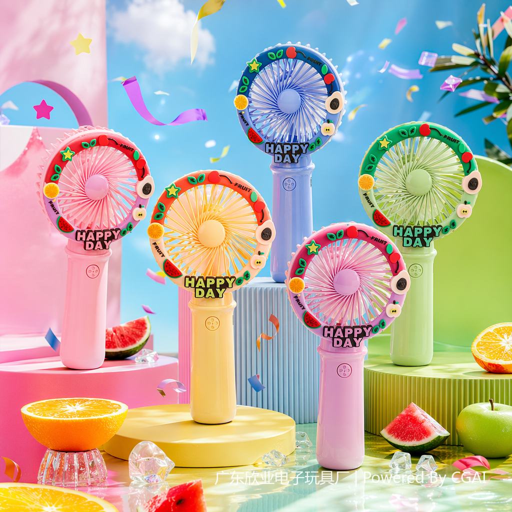 Colorful cartoon mini handheld fan, portable handheld electric fan, small and quiet, cool down in summer Specification image