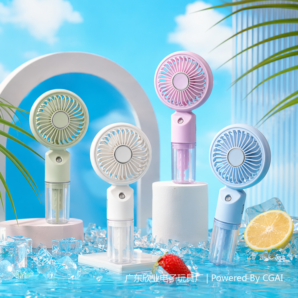 Color portable USB charging handheld small fan with water mist humidification function Application Scenario