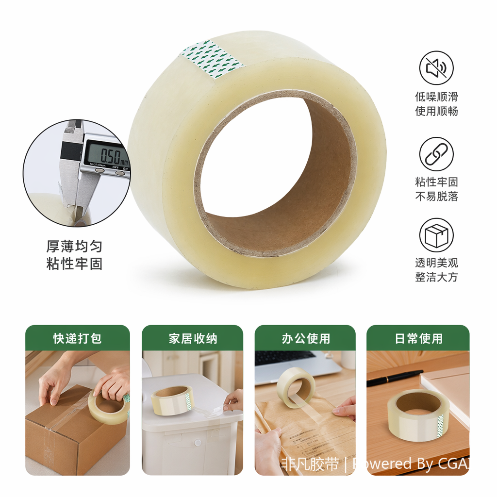 透明封装打包胶带3CM耐高温胶带卷配4CM封箱器