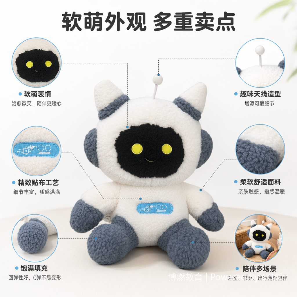 白色毛绒机器人可AI语音互动机器人AI智能陪伴