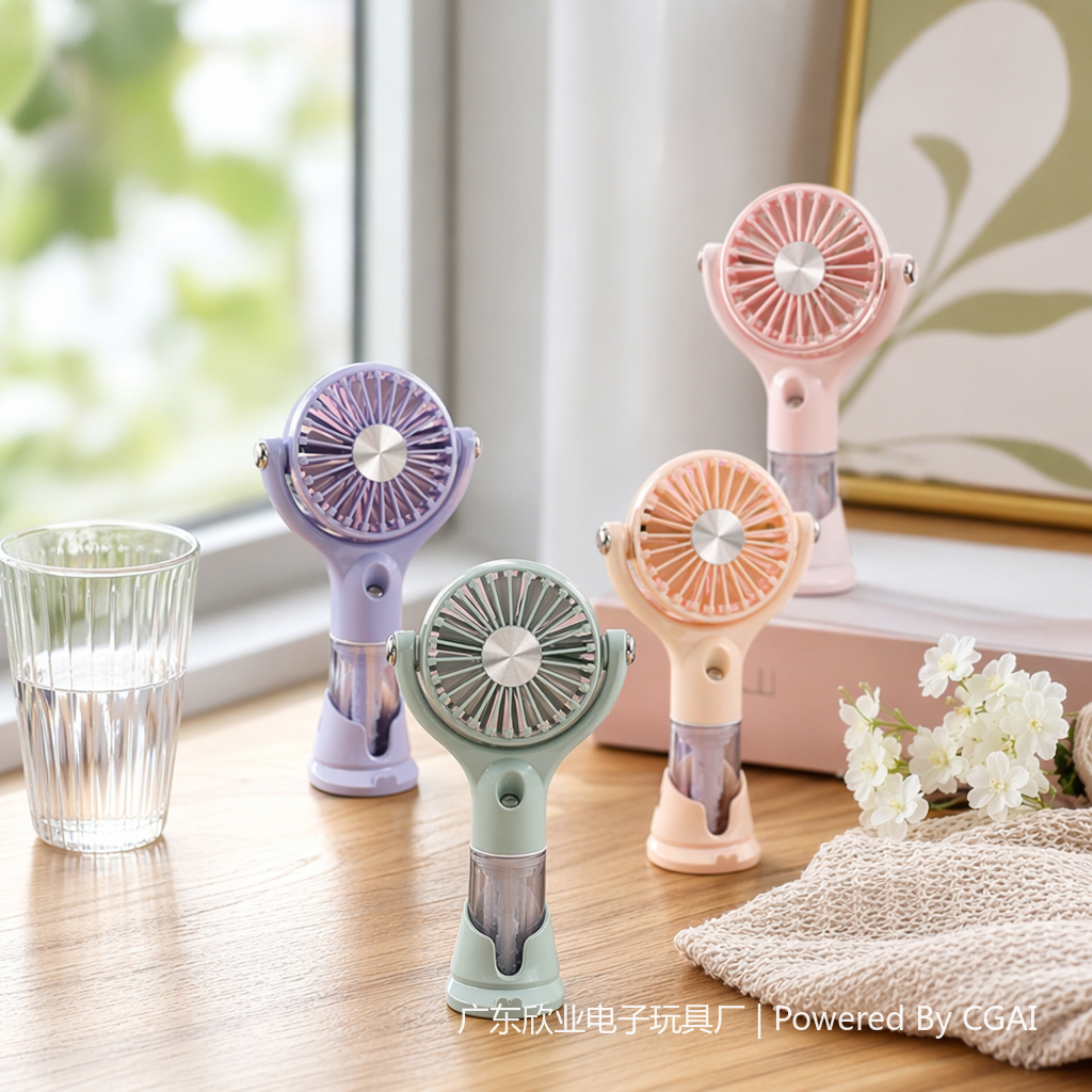 Hot-selling spray color desktop mini electric fan, handheld small fan, outdoor portable small fan details Picture