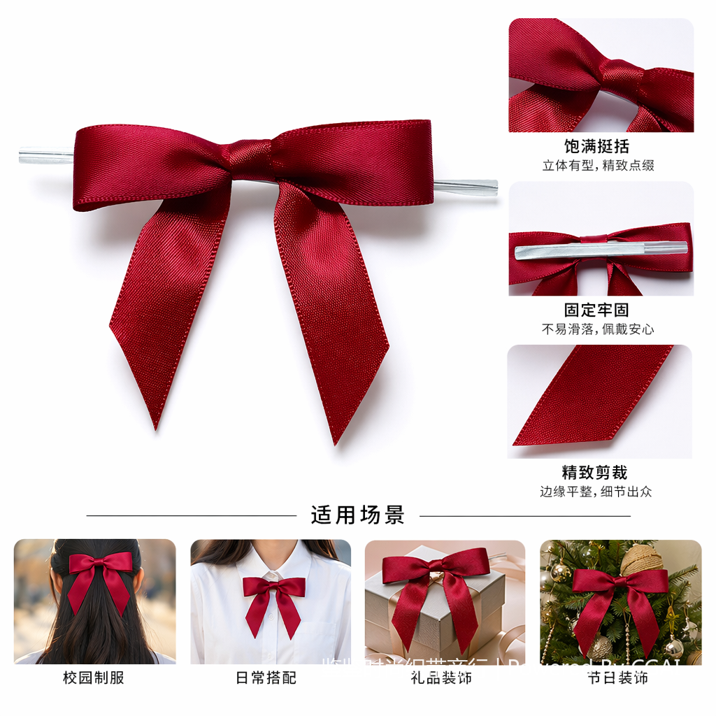 酒红色丝带蝴蝶结