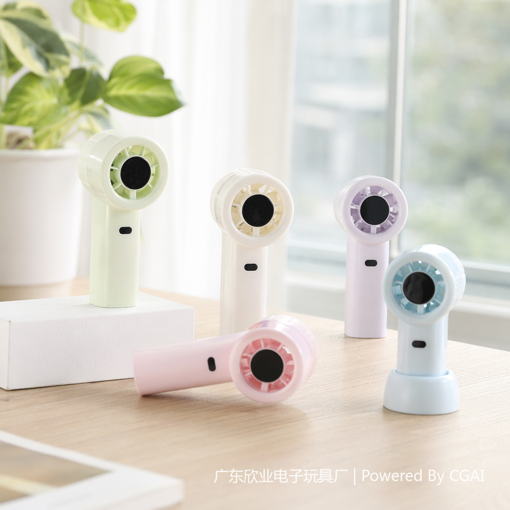 The new mini electric fan is made of ABS material in macaron color and is portable and quiet for outdoor use details Picture