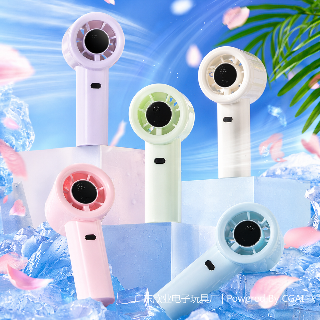 The new mini electric fan is made of ABS material in macaron color and is portable and quiet for outdoor use Specification image