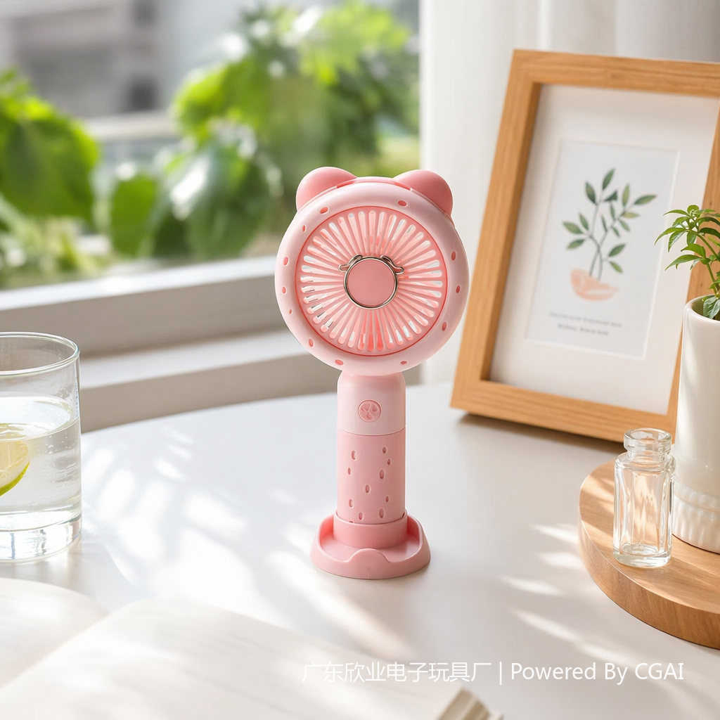 Colorful cat-ear mini electric fan, handheld small fan, portable outdoor small fan details Picture