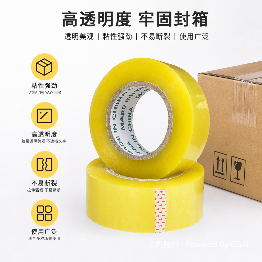 耐高温透明胶带3CM封箱器4CM封装打包胶纸