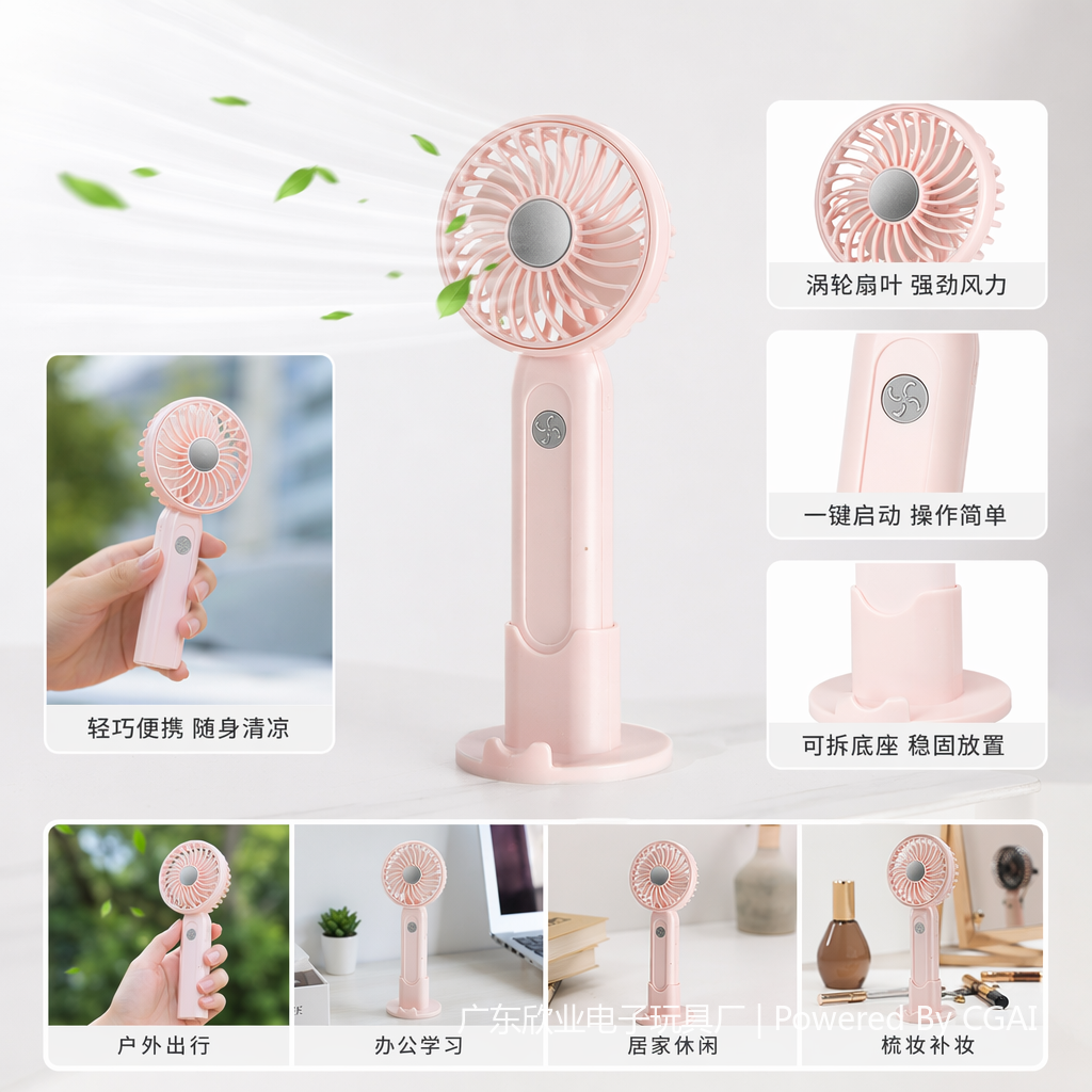 High-speed mini electric fan, color desktop handheld small fan, portable for outdoor use
