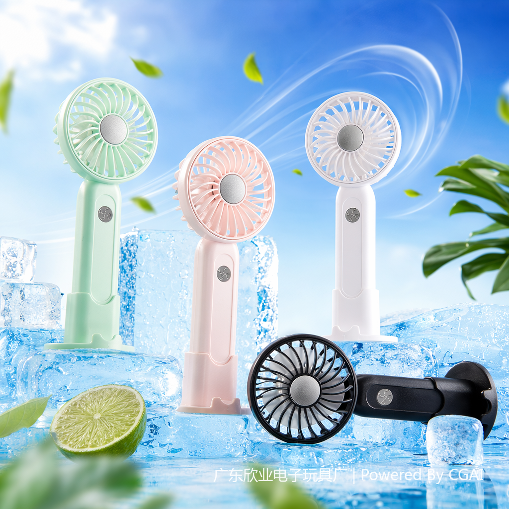 High-speed mini electric fan, color desktop handheld small fan, portable for outdoor use Specification image