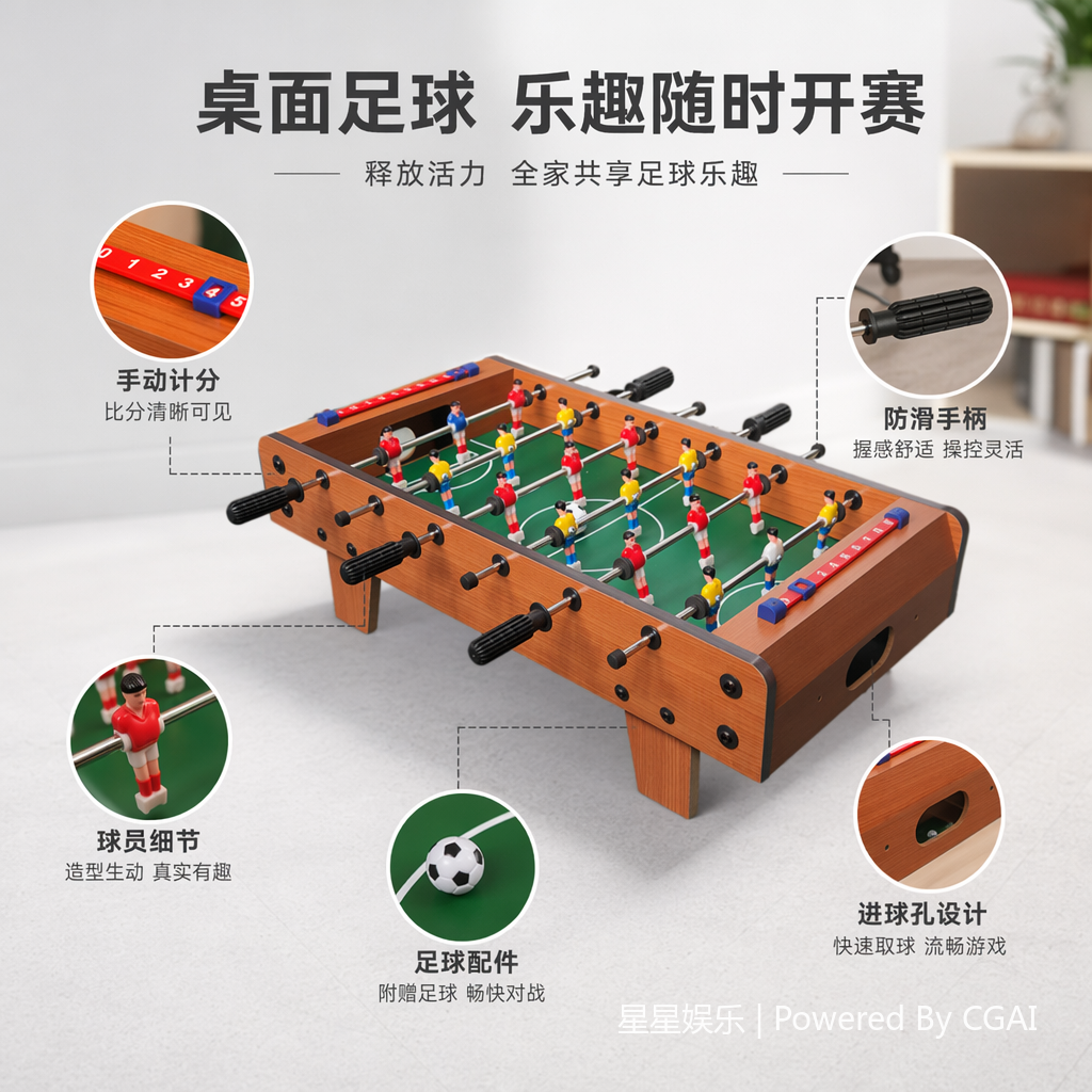大号六杆桌上足球台木质结构亲子对战儿童益智娱乐迷你桌面游戏玩具