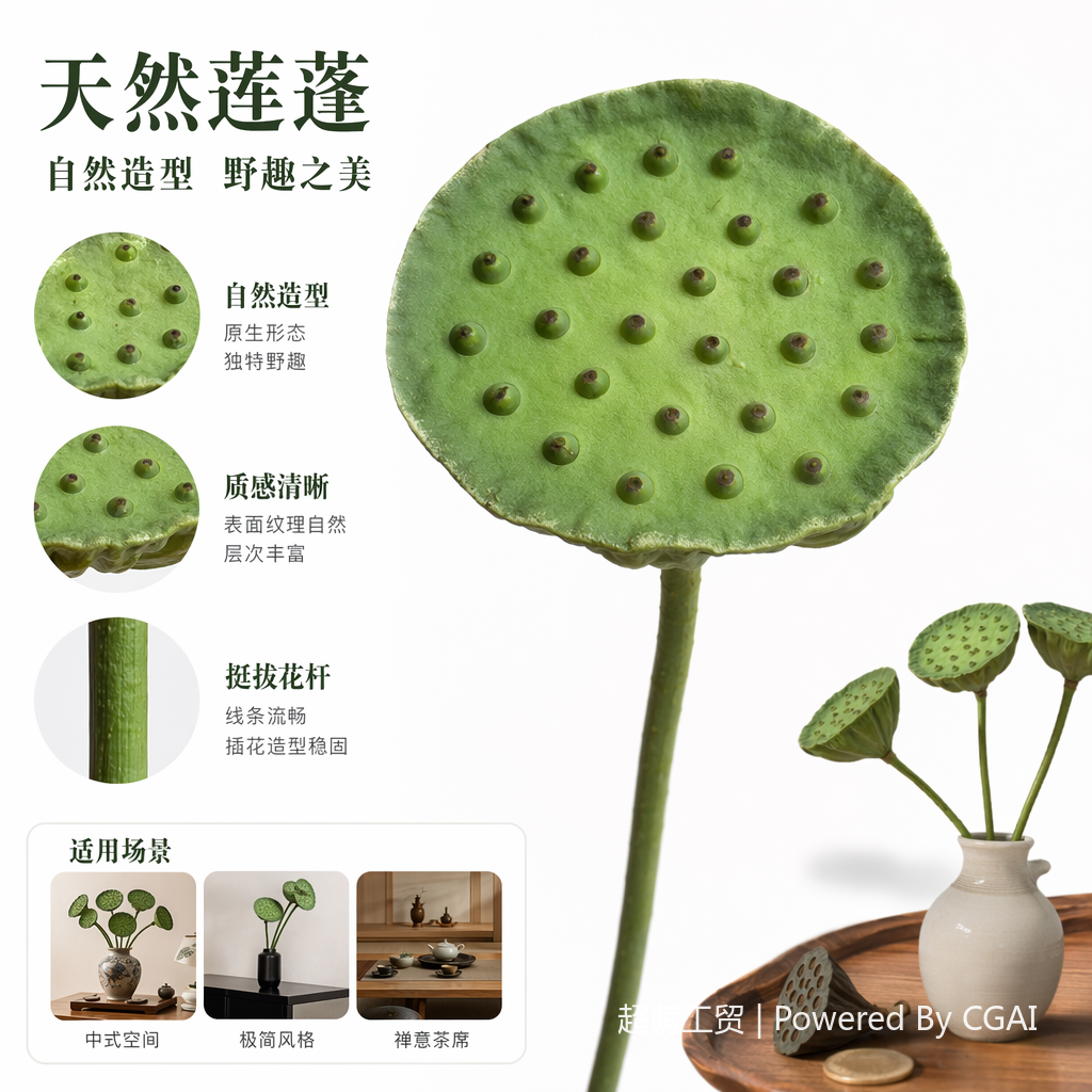 仿真果蔬食物工艺品 绿色莲蓬食国潮仿真植物