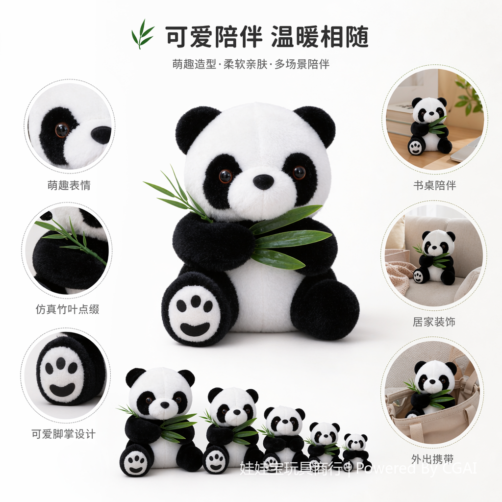 20 cm national trend sitting cute panda figurine, national treasure giant panda simulation panda plush toy wholesale