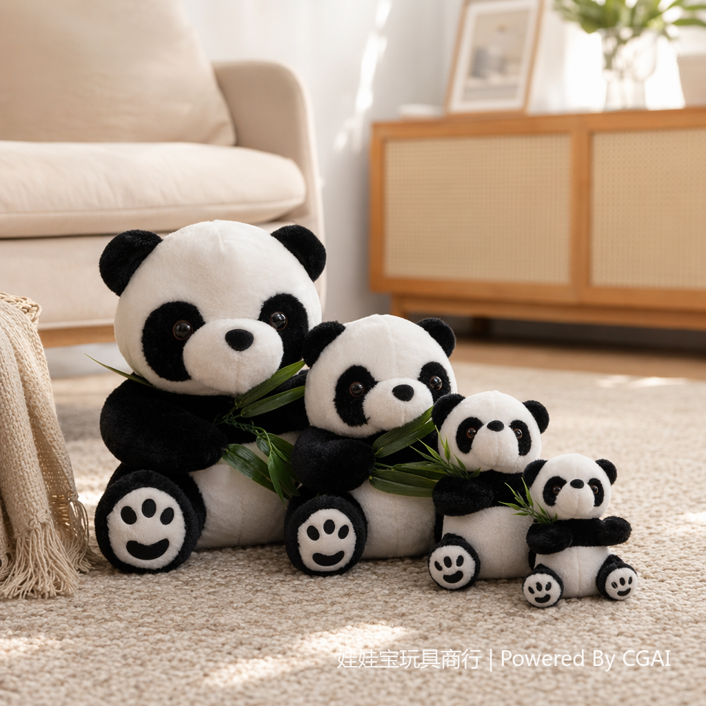 20 cm national trend sitting cute panda figurine, national treasure giant panda simulation panda plush toy wholesale details Picture