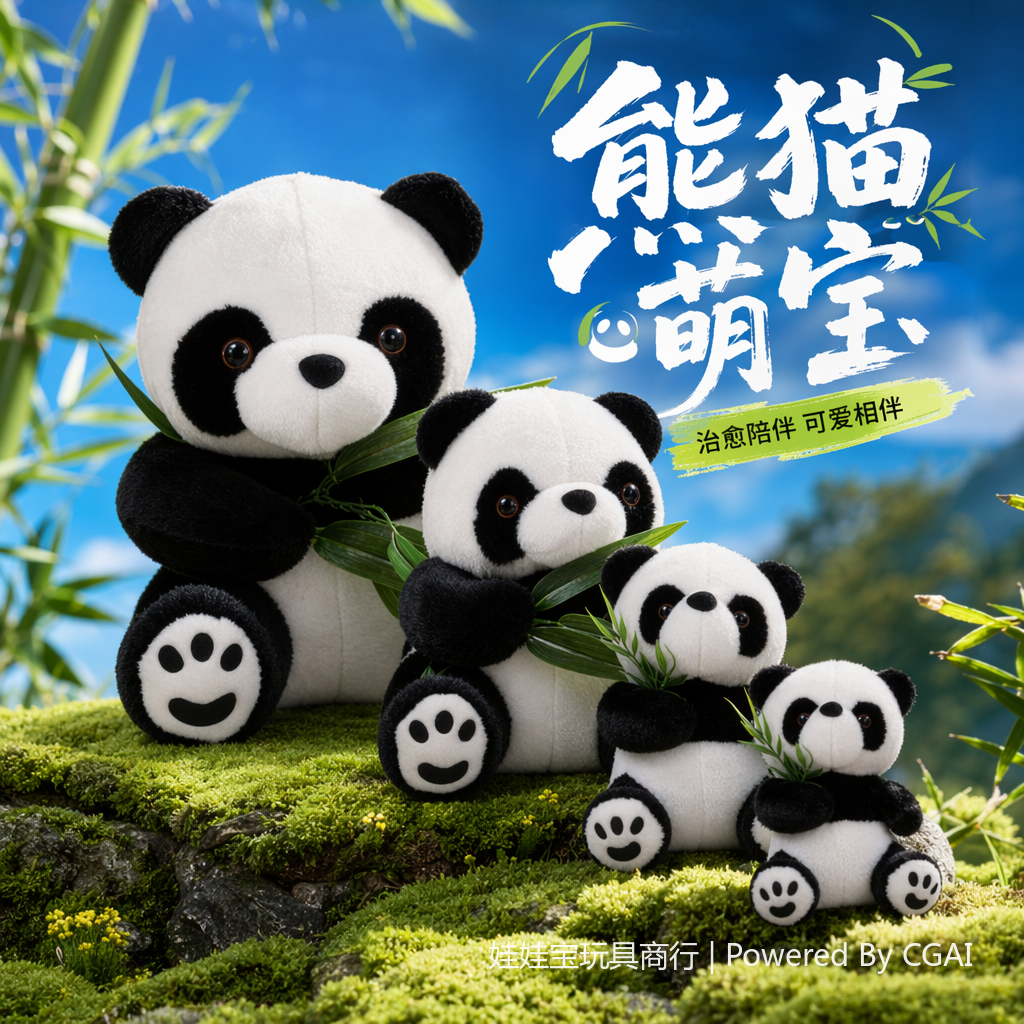 20 cm national trend sitting cute panda figurine, national treasure giant panda simulation panda plush toy wholesale Specification image
