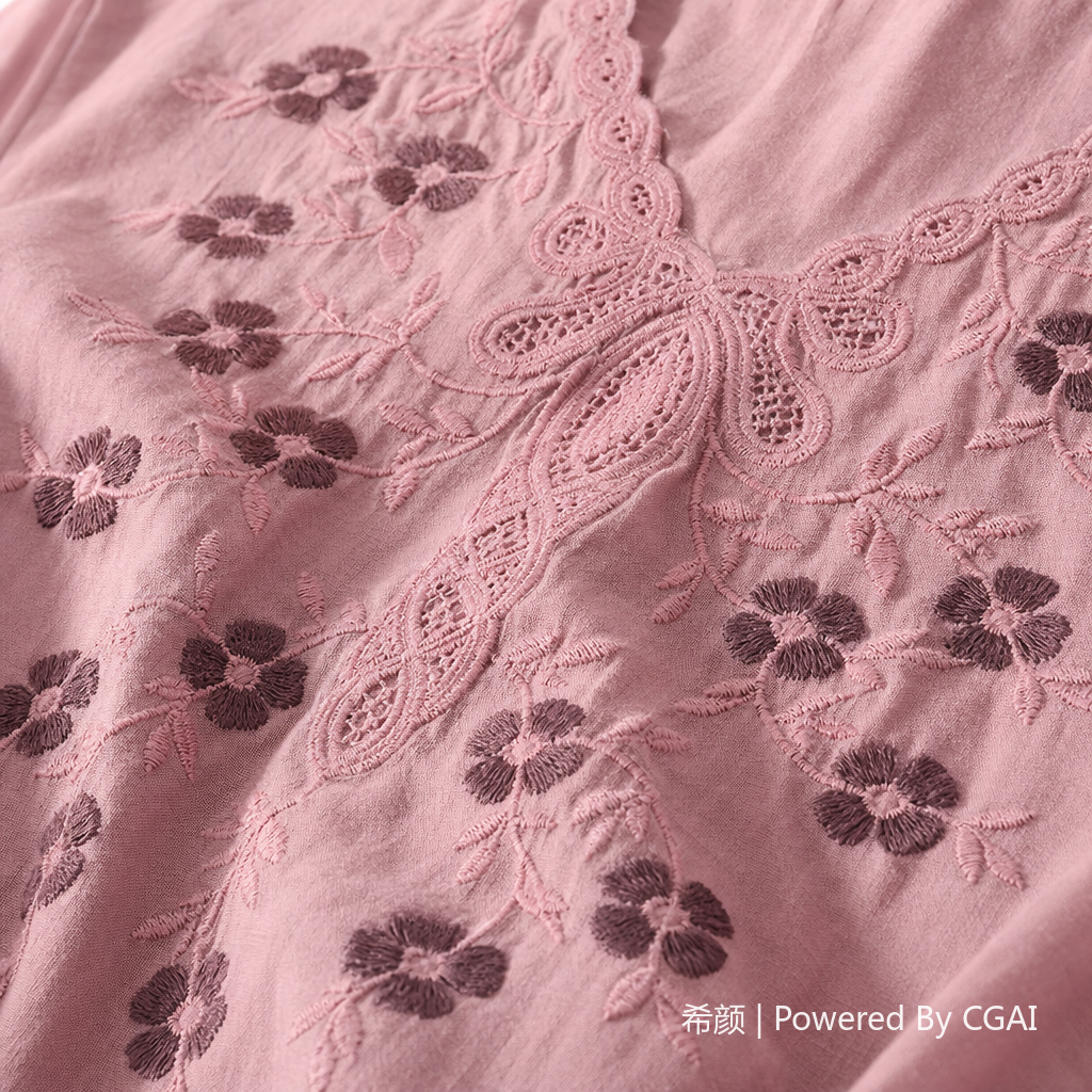 Cotton and linen loose, slimming and concealing flesh heavy embroidery short-sleeved top, new spring and summer versatile pull-up T-shirt for women. 095246523 Application Scenario