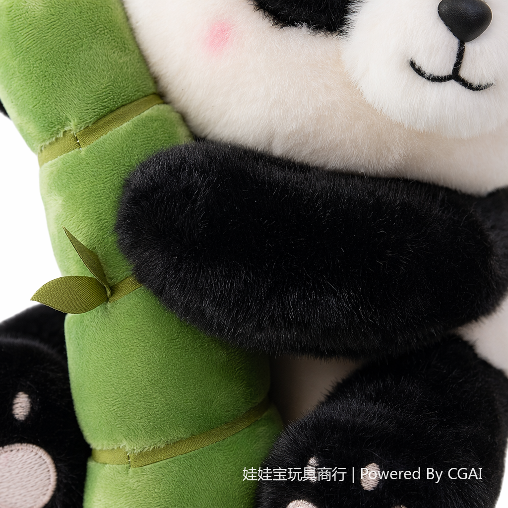 Wholesale of 43 cm black and white panda bamboo holding plush toys for living room decoration Item Picture