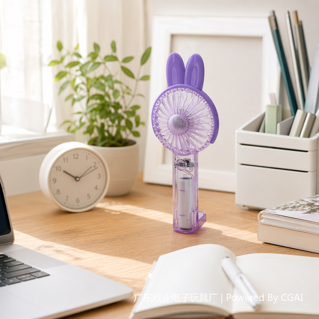 Mini portable fan in the shape of colorful rabbit ears details Picture