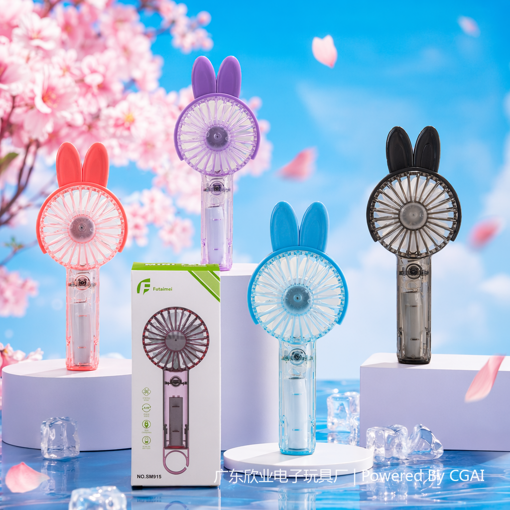 Mini portable fan in the shape of colorful rabbit ears Specification image