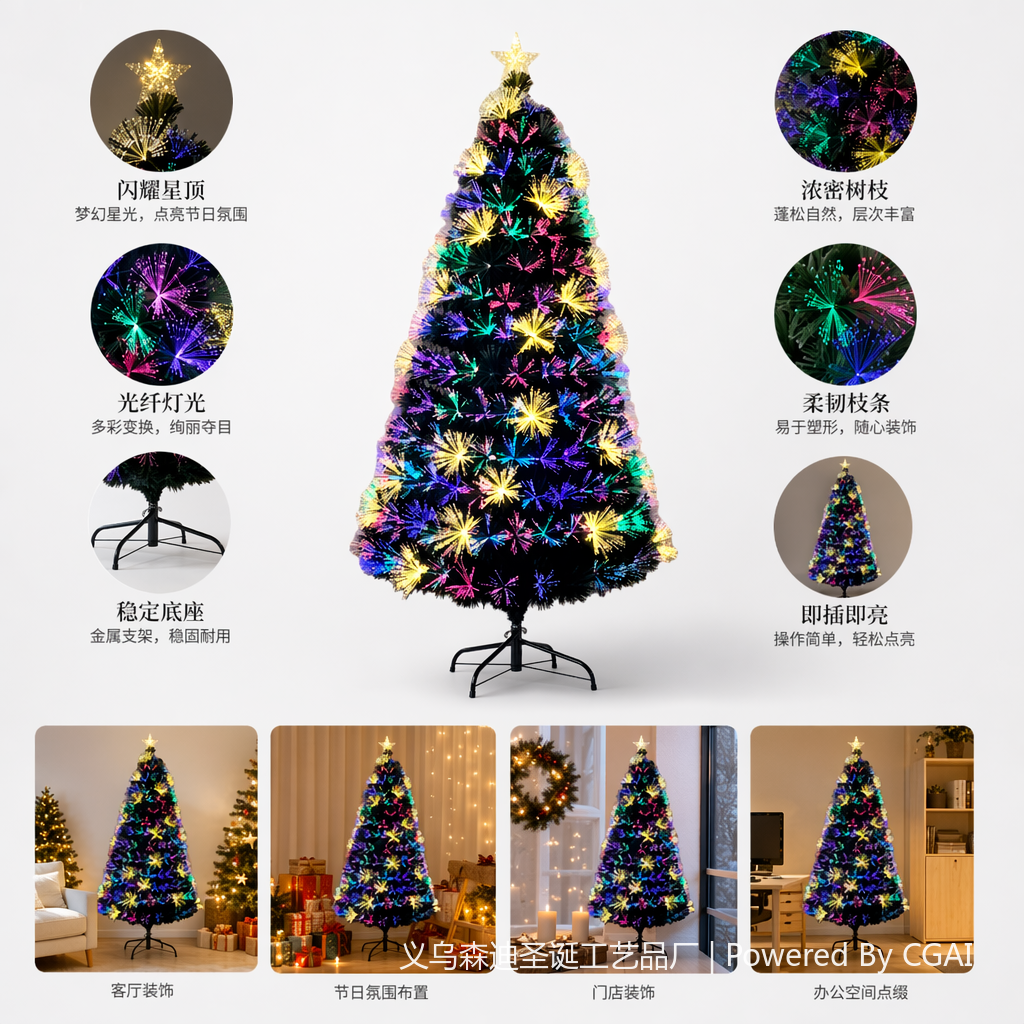 Colorful optical fiber folding Christmas tree, home festival decoration Christmas tree gift box