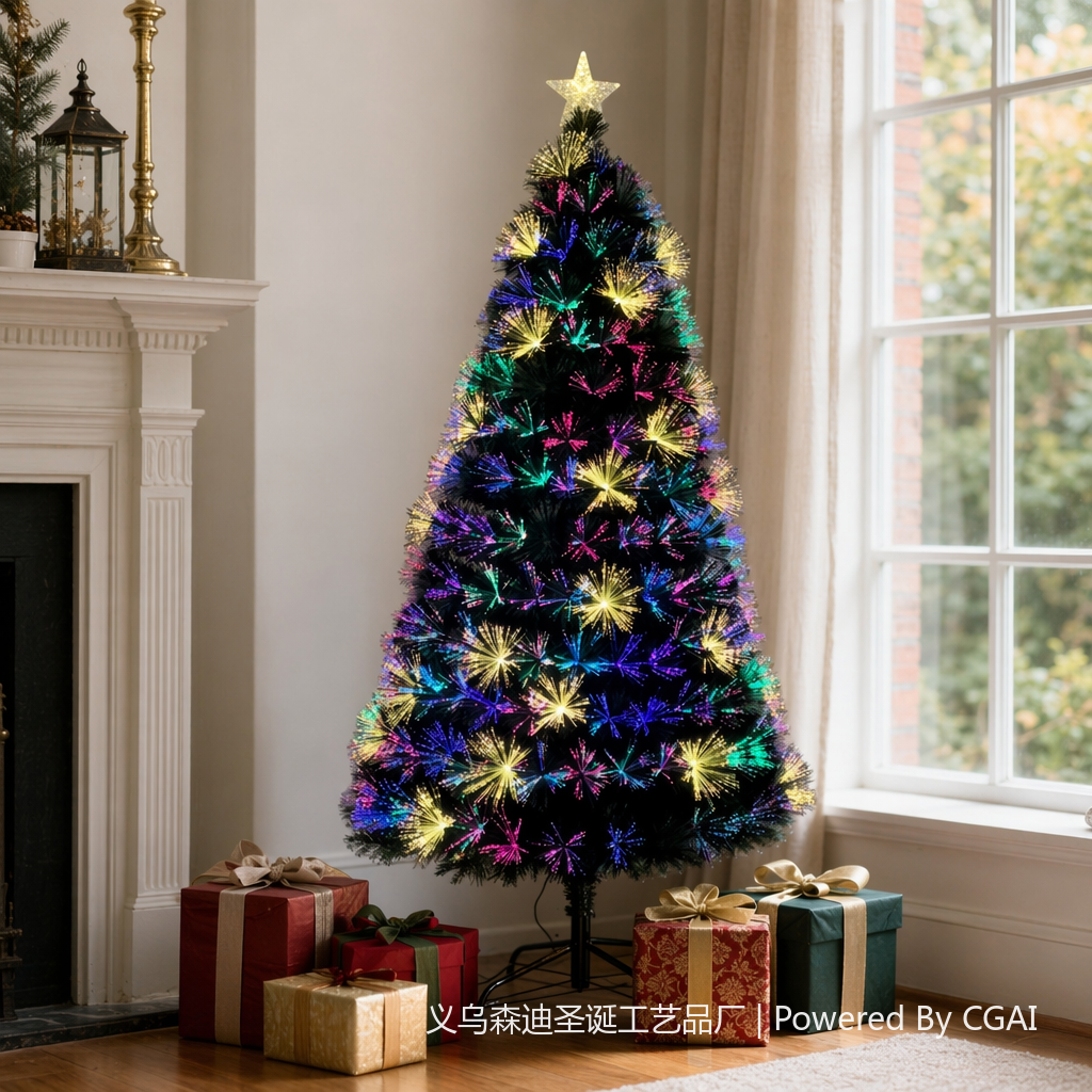 Colorful optical fiber folding Christmas tree, home festival decoration Christmas tree gift box details Picture