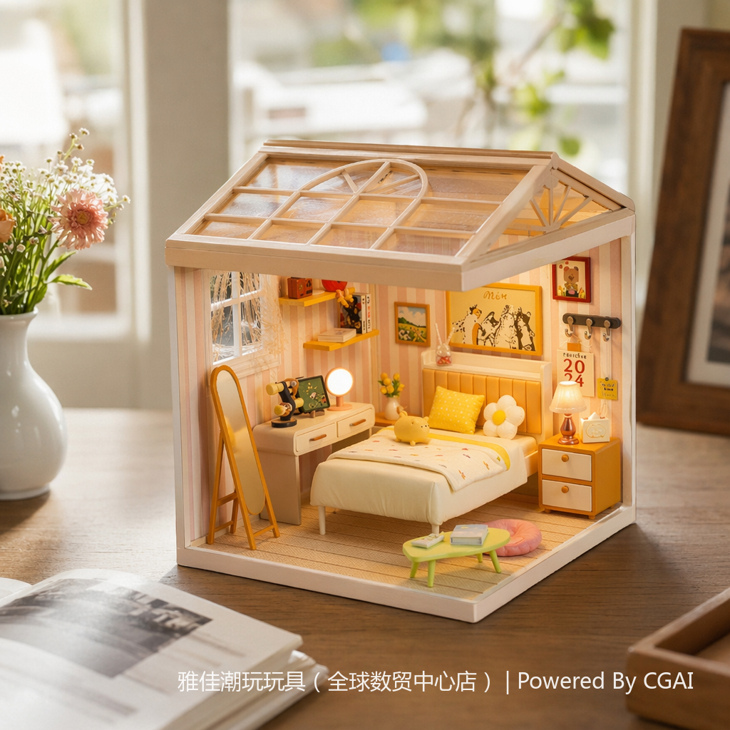 Mini cozy bedroom model DIY handcrafted assembly toys, children's Lego-style house model toys Specification image