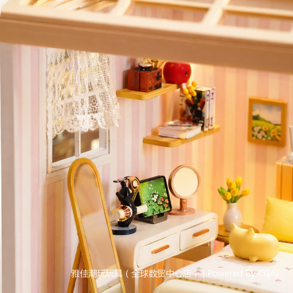 Mini cozy bedroom model DIY handcrafted assembly toys, children's Lego-style house model toys Item Picture