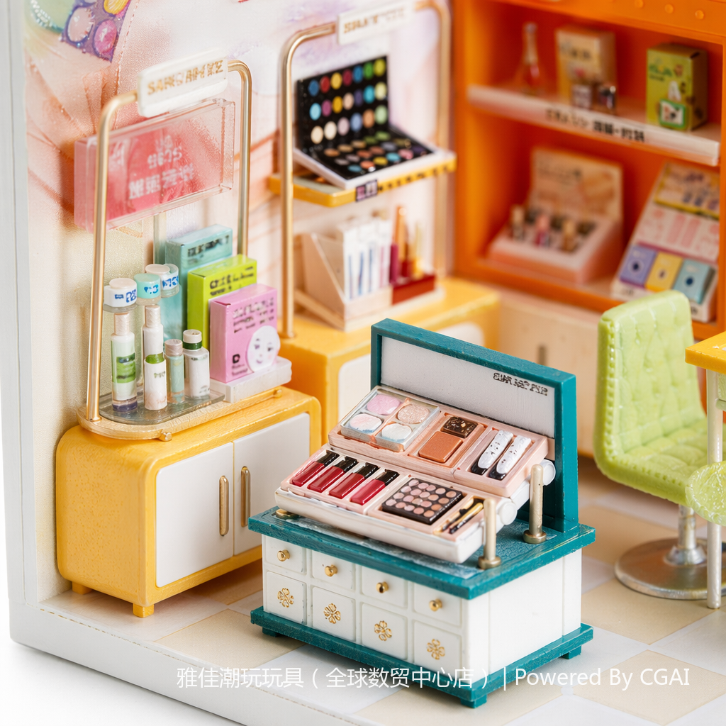 Mini makeup store model DIY handcrafted assembly toys, children's Lego-style house model toys Application Scenario