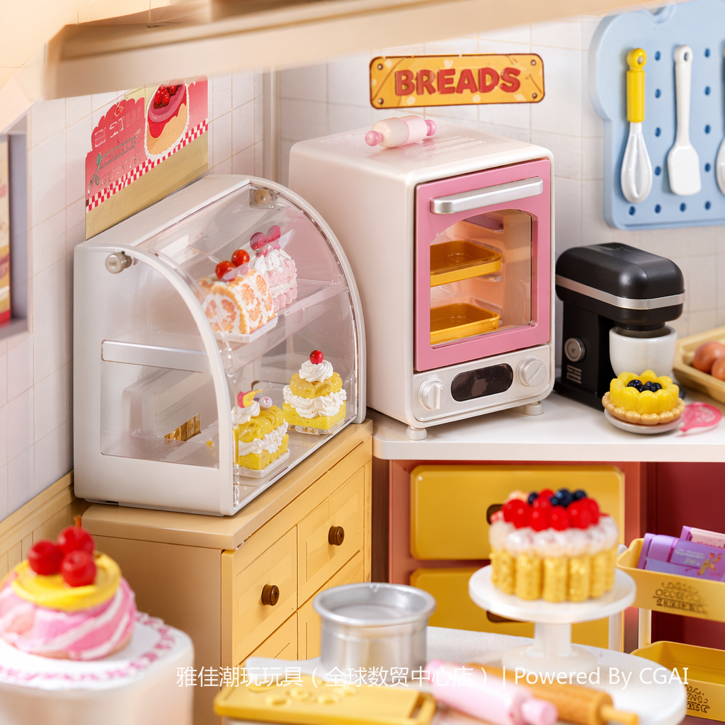 Mini bakery model DIY handcrafted assembly toy, children's Lego-style house model toy Application Scenario