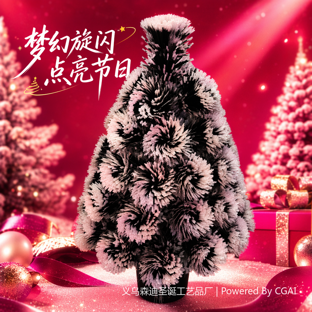 Black, white and pink plush folding Christmas tree Christmas gift items Specification image