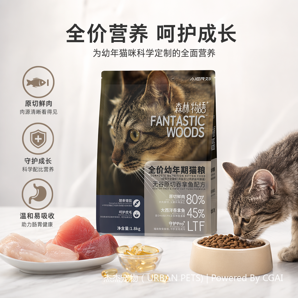 Air Full Price Juvenile Cat Food, Grain-free original Cut Tuna Formula, bone strengthening, muscle Building, fur Care 1.8kg/6kg Application Scenario