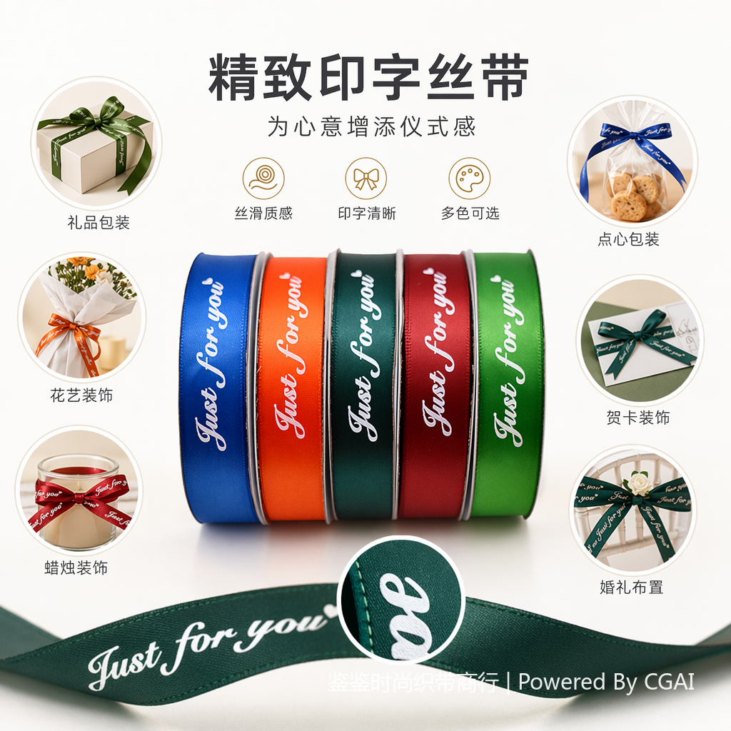 圣诞彩带拉花彩条彩色丝带卷Just for you派对织带