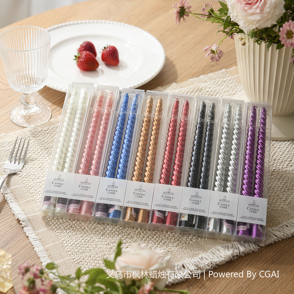 Colorful spiral birthday party candle set, Christmas scented LED candles details Picture