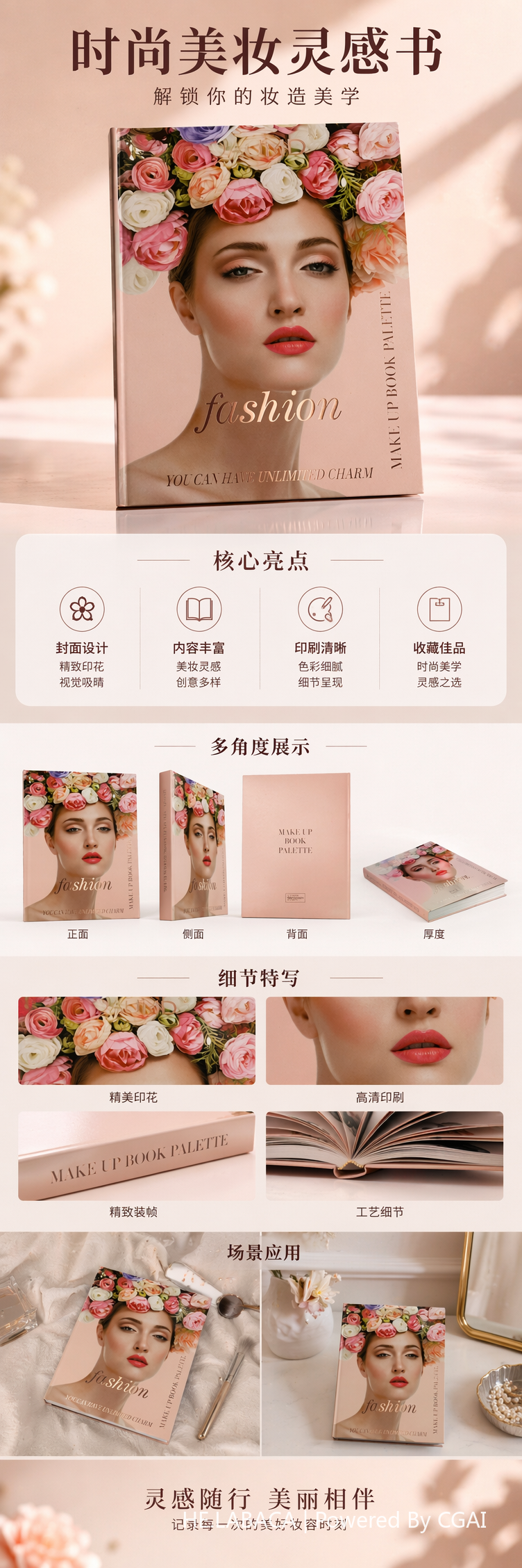 花卉装饰封面彩妆套装眼影盘化妆品彩妆个人美妆18色详情1