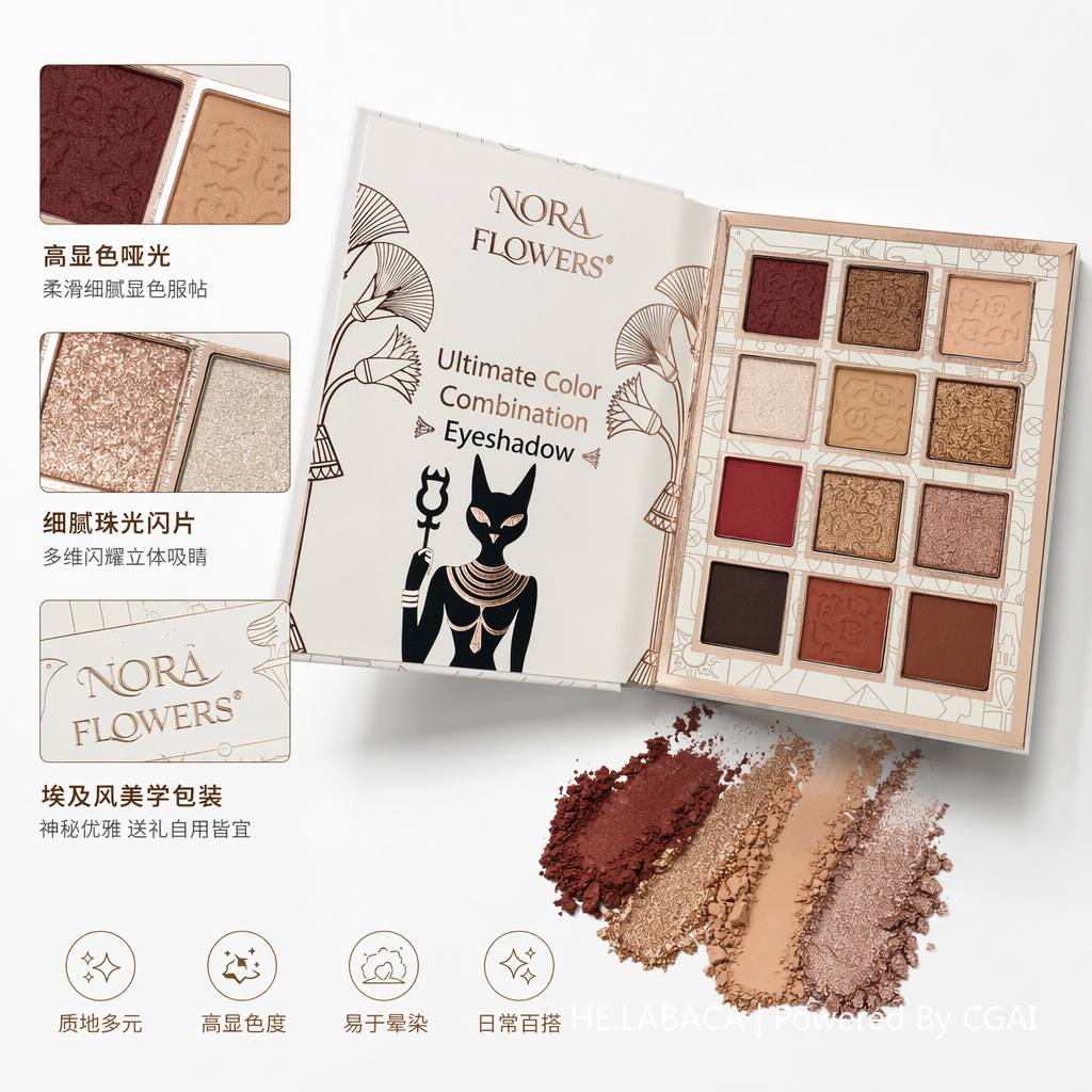 NORA FLOWERS埃及主题彩妆套装彩妆盘眼影化妆品白色背景美妆套盒
