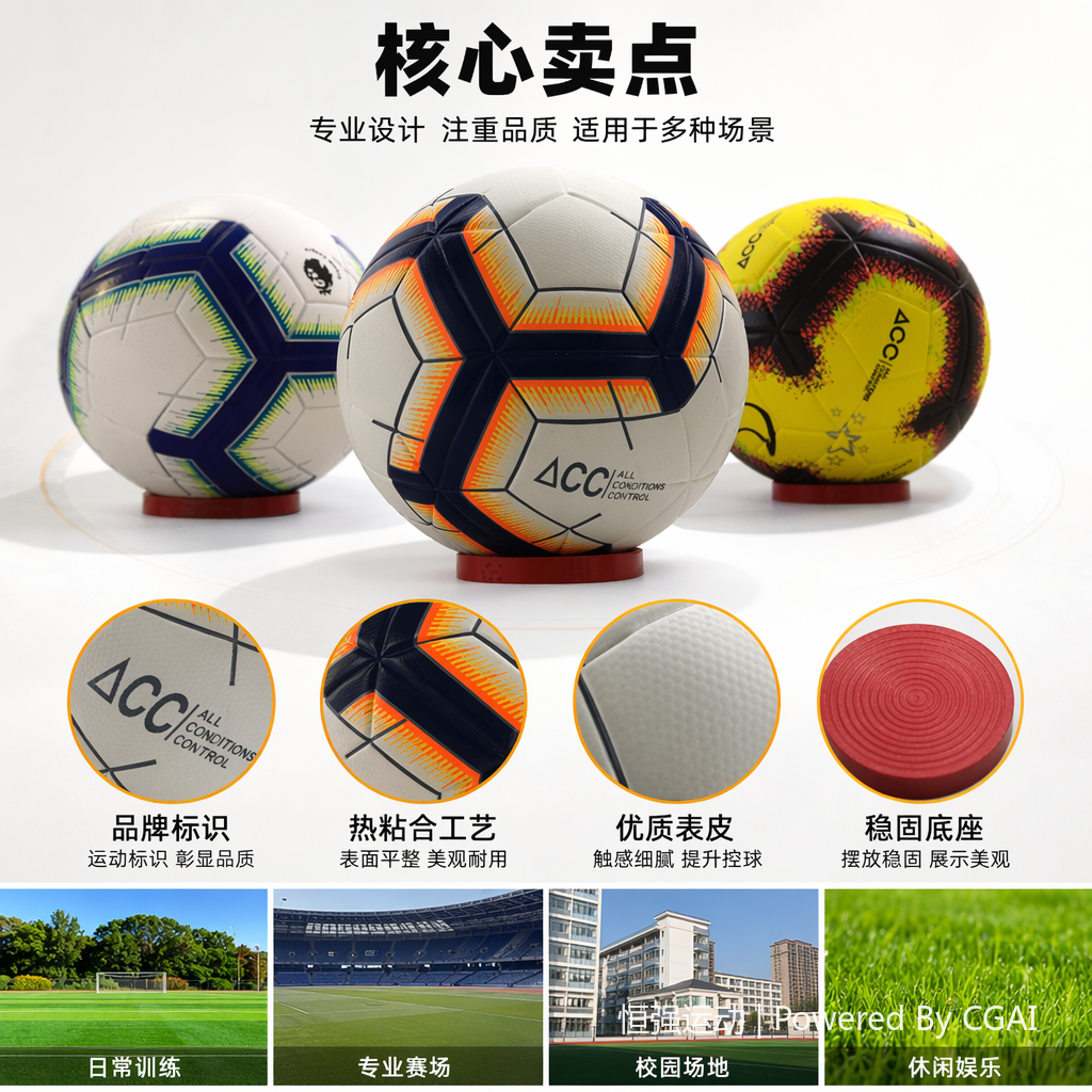 福特波蓝绿白相间世界杯专用PU革足球 耐磨防滑室内外通用110454809