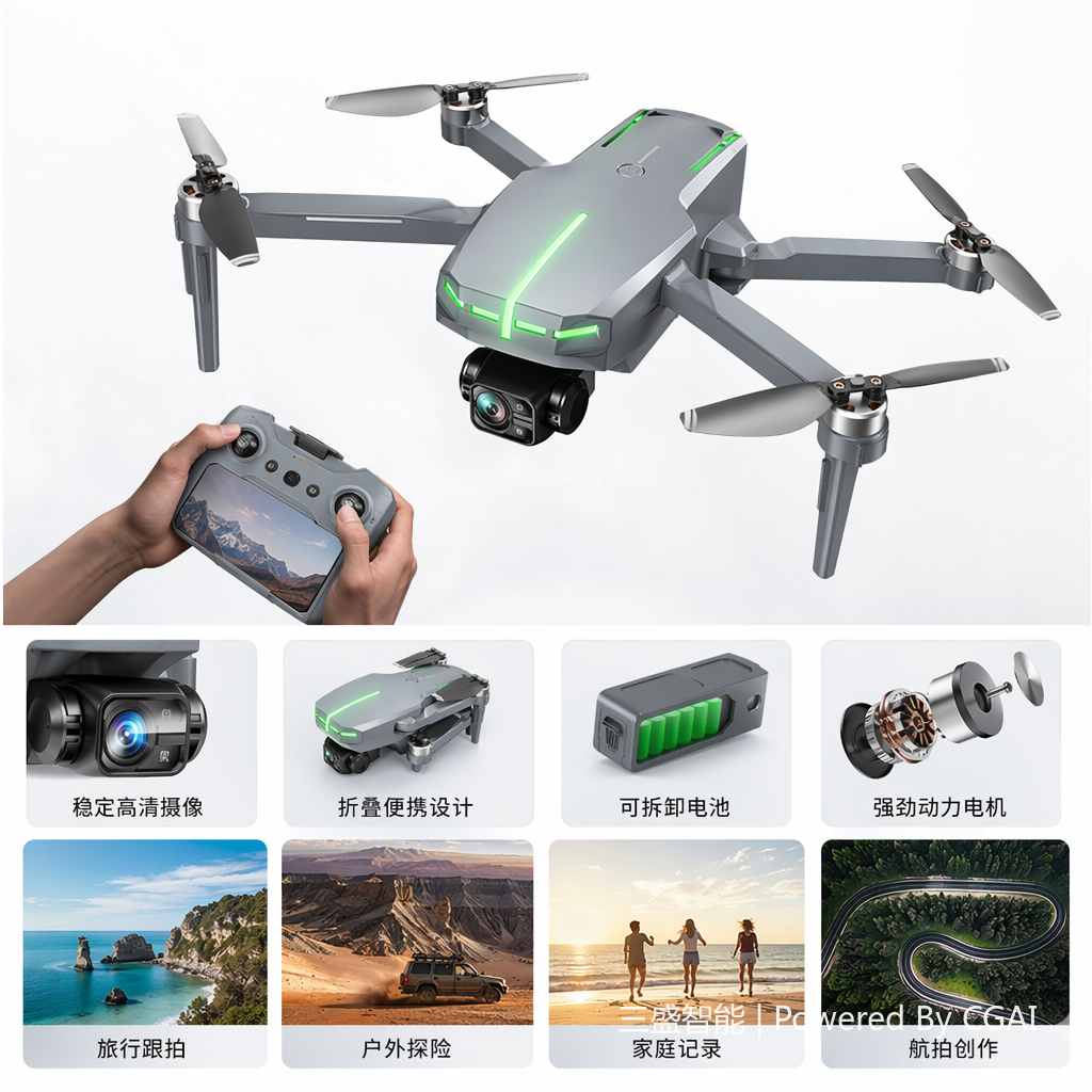 折叠屏显Wifi无刷GPS无人机带光流GD97 MAX
